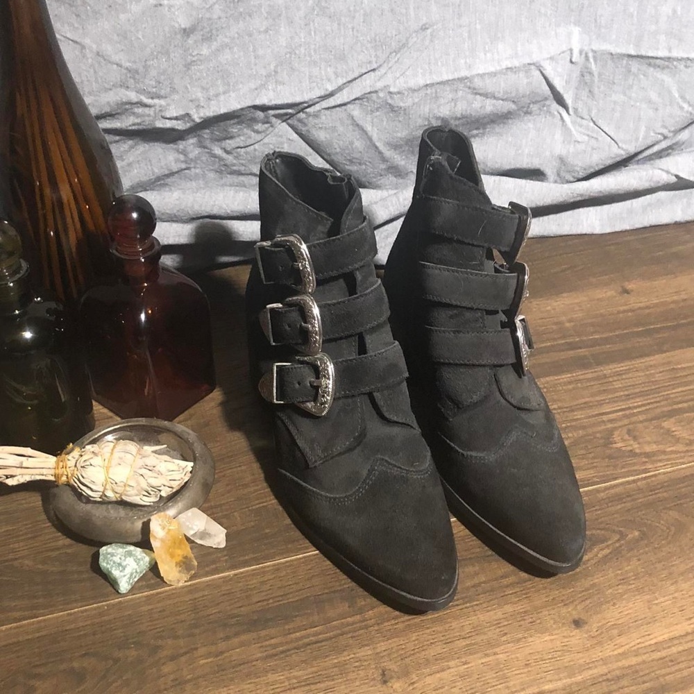 ASOS pointed buckle ankle boots